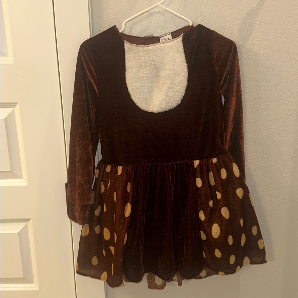 EUC Girls Deer Size L Large Halloween Costume Velour Dress with Tail